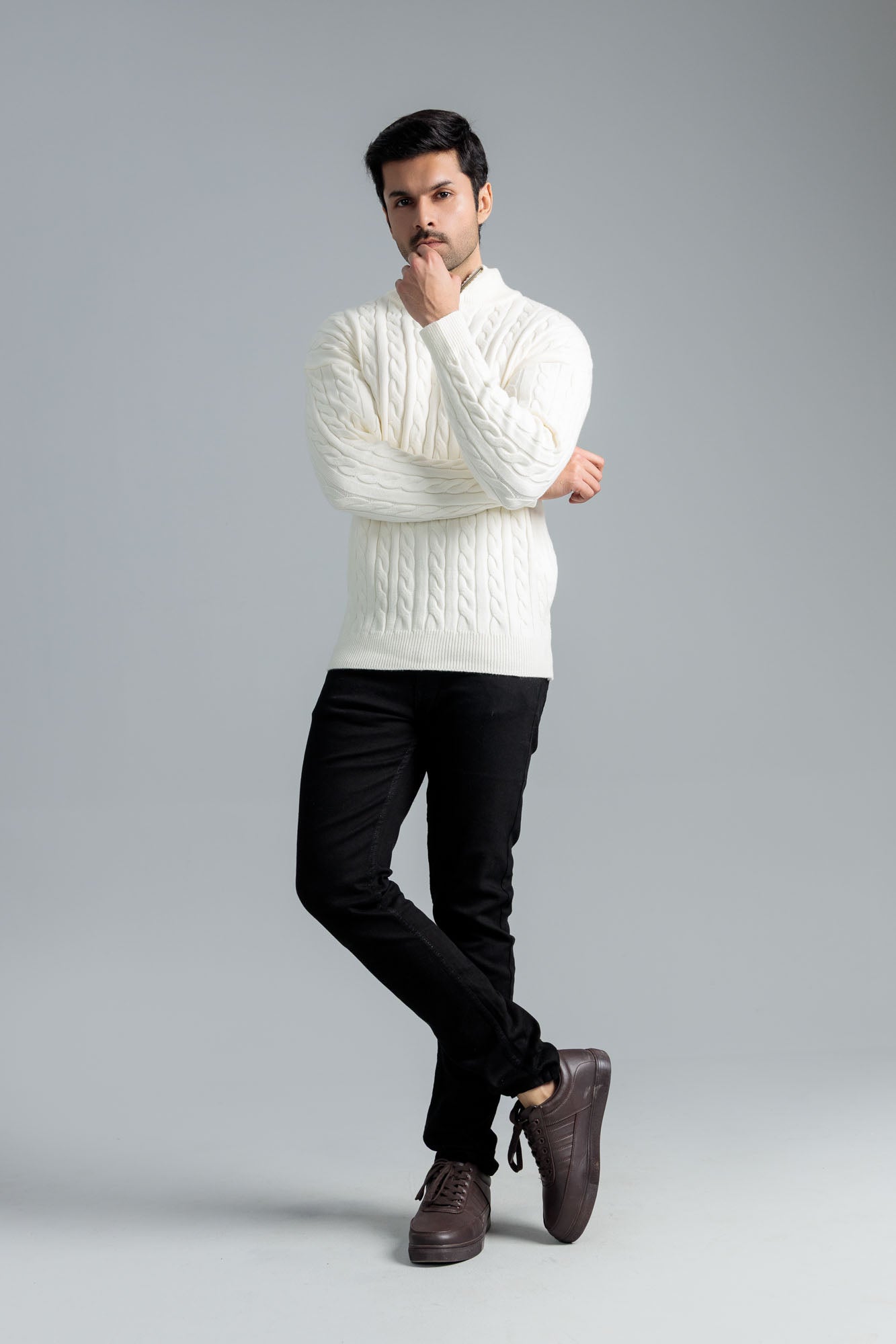 Men’s Wool Mock Neck Jersey - Off White