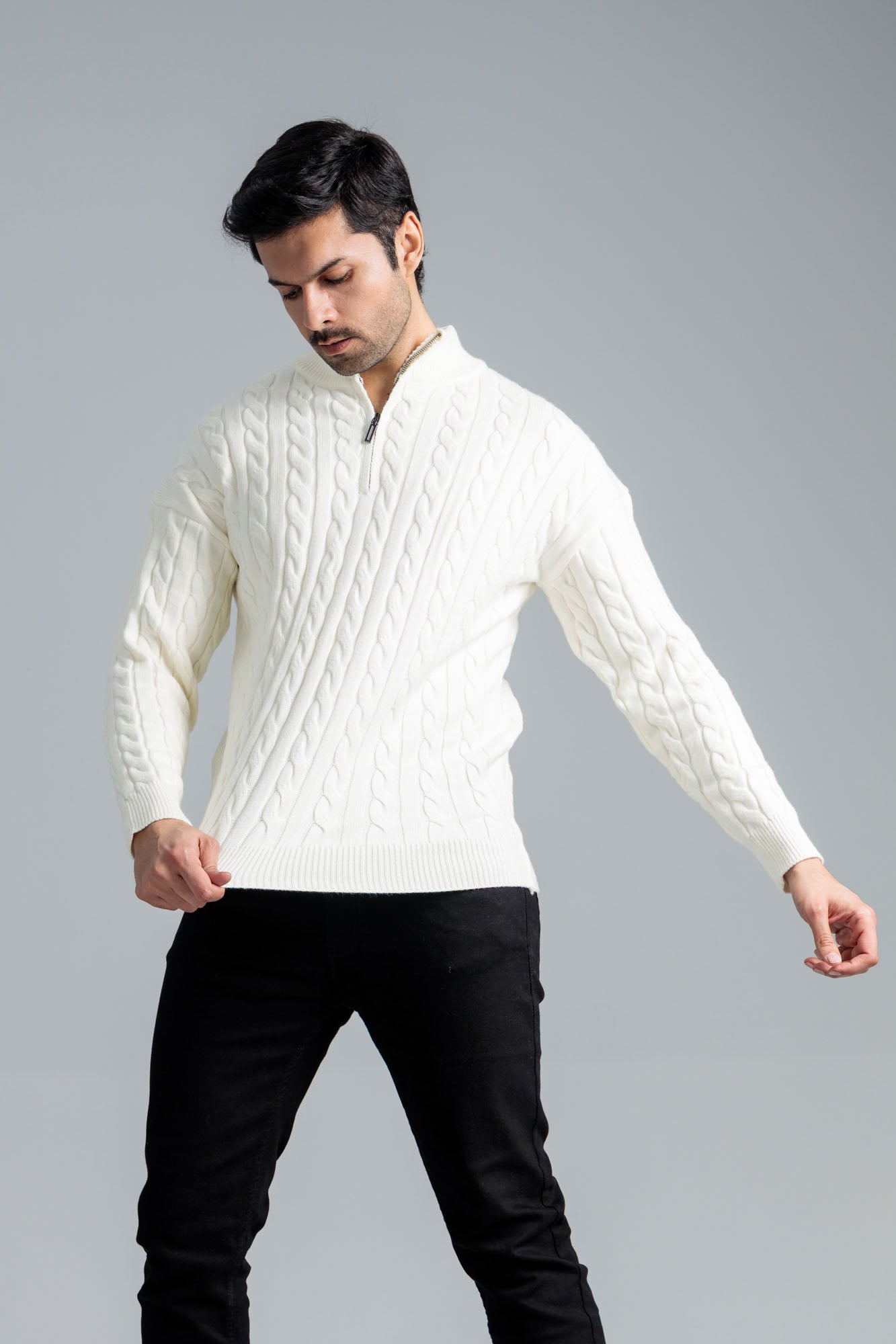 Men’s Wool Mock Neck Jersey - Off White