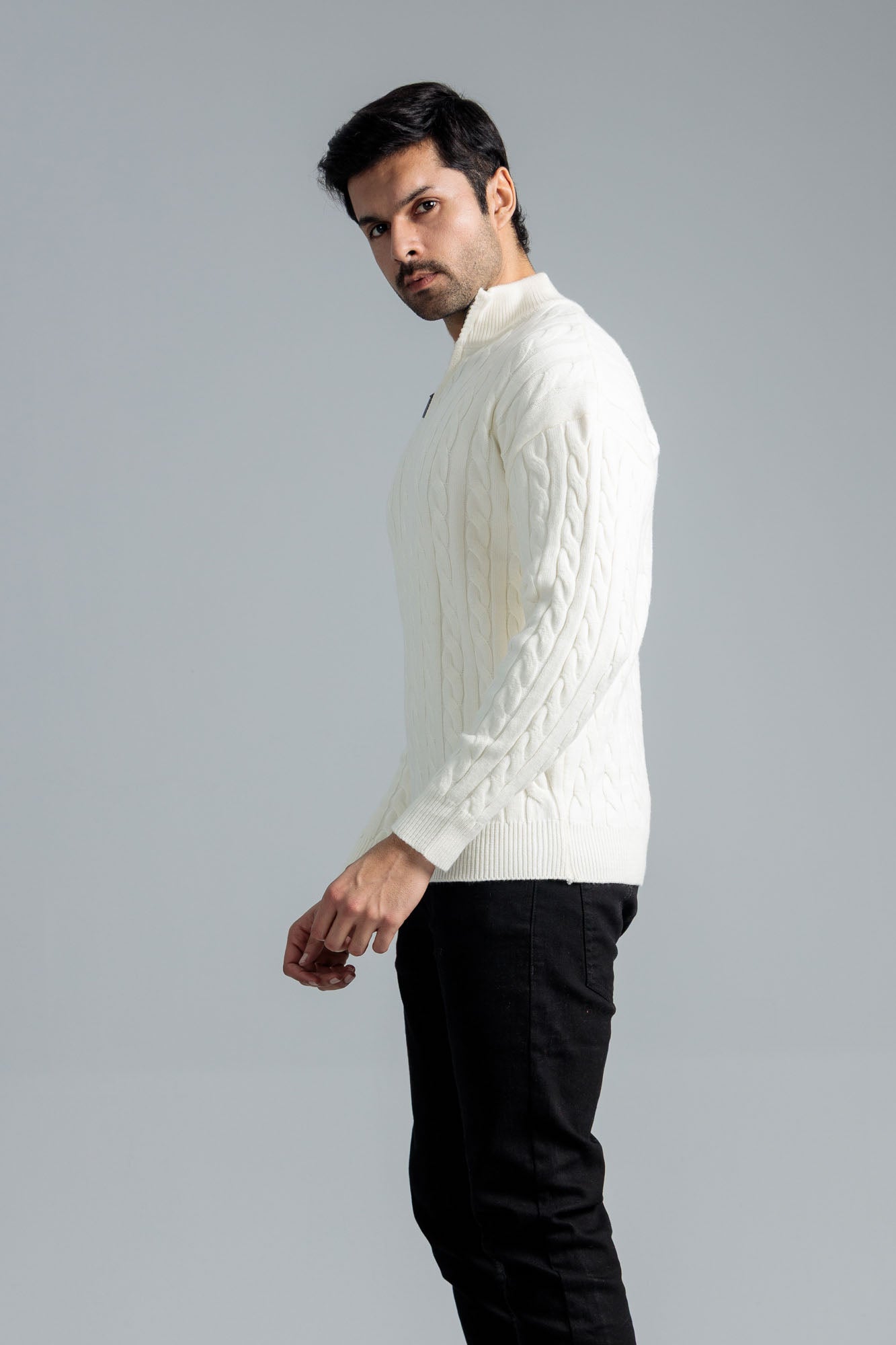 Men’s Wool Mock Neck Jersey - Off White
