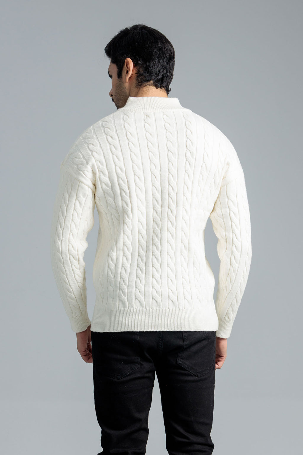 Men’s Wool Mock Neck Jersey - Off White