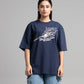 Women Boxy Fit Cotton T-Shirt -  Navy
