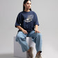 Women Boxy Fit Cotton T-Shirt -  Navy