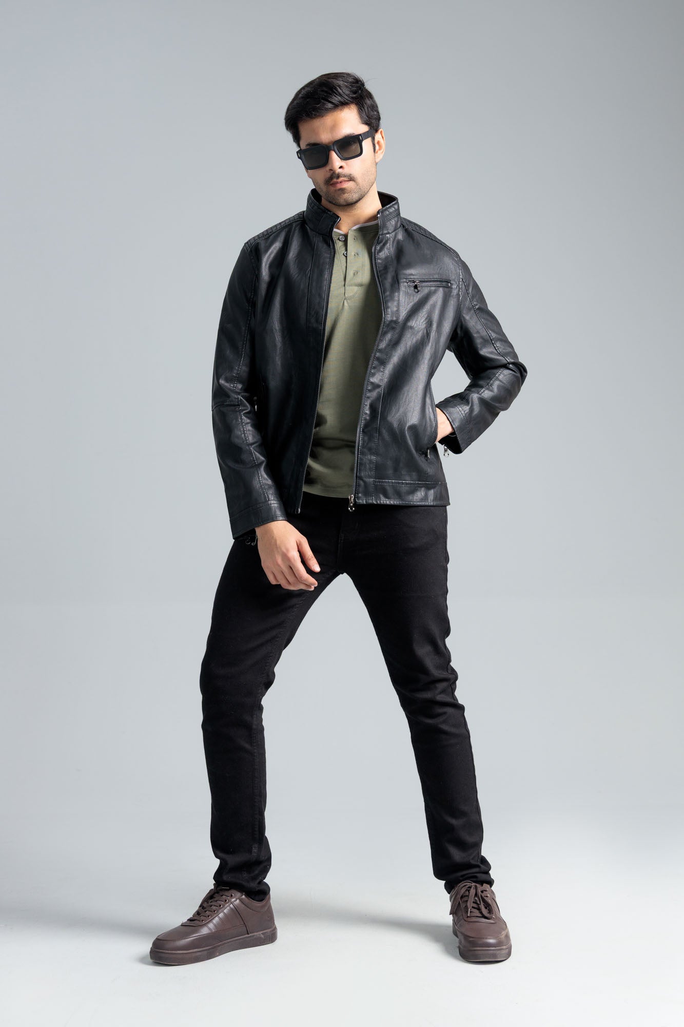 Men’s Faux Leather Jacket - Black – Harwage