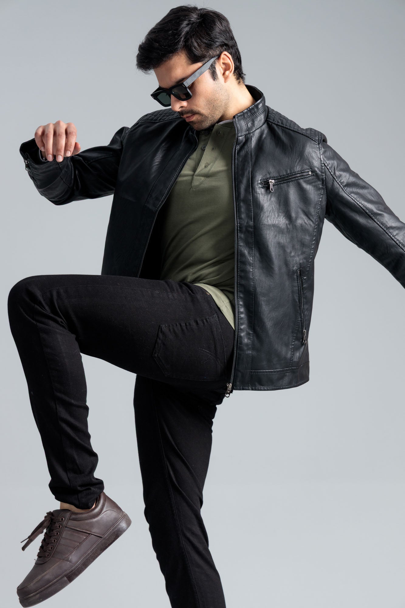 Men’s Faux Leather Jacket - Black