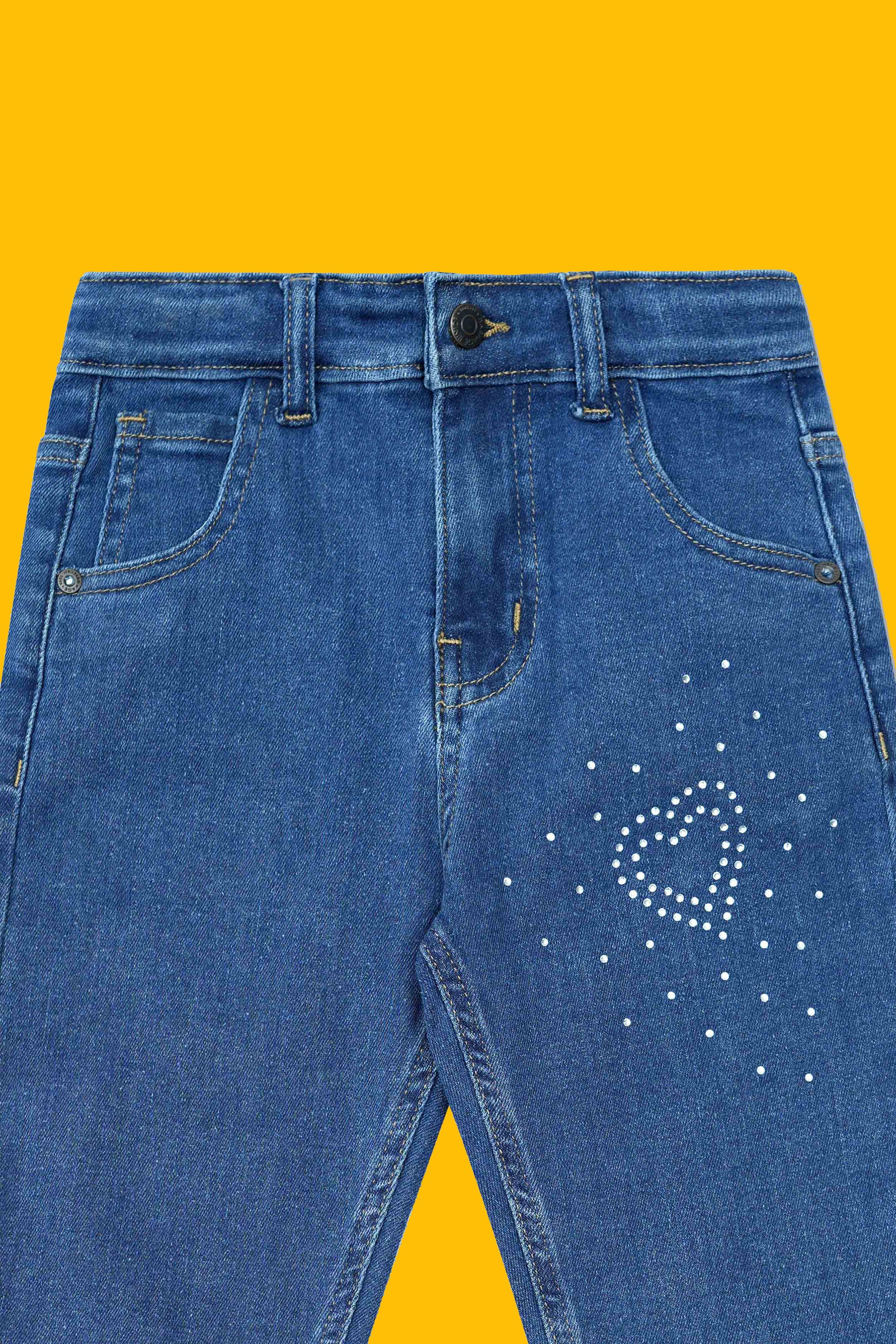 Girls Straight Fit Jeans - Dark Blue
