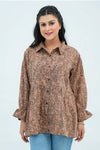 Women Checkered Printed Shirt – Brown