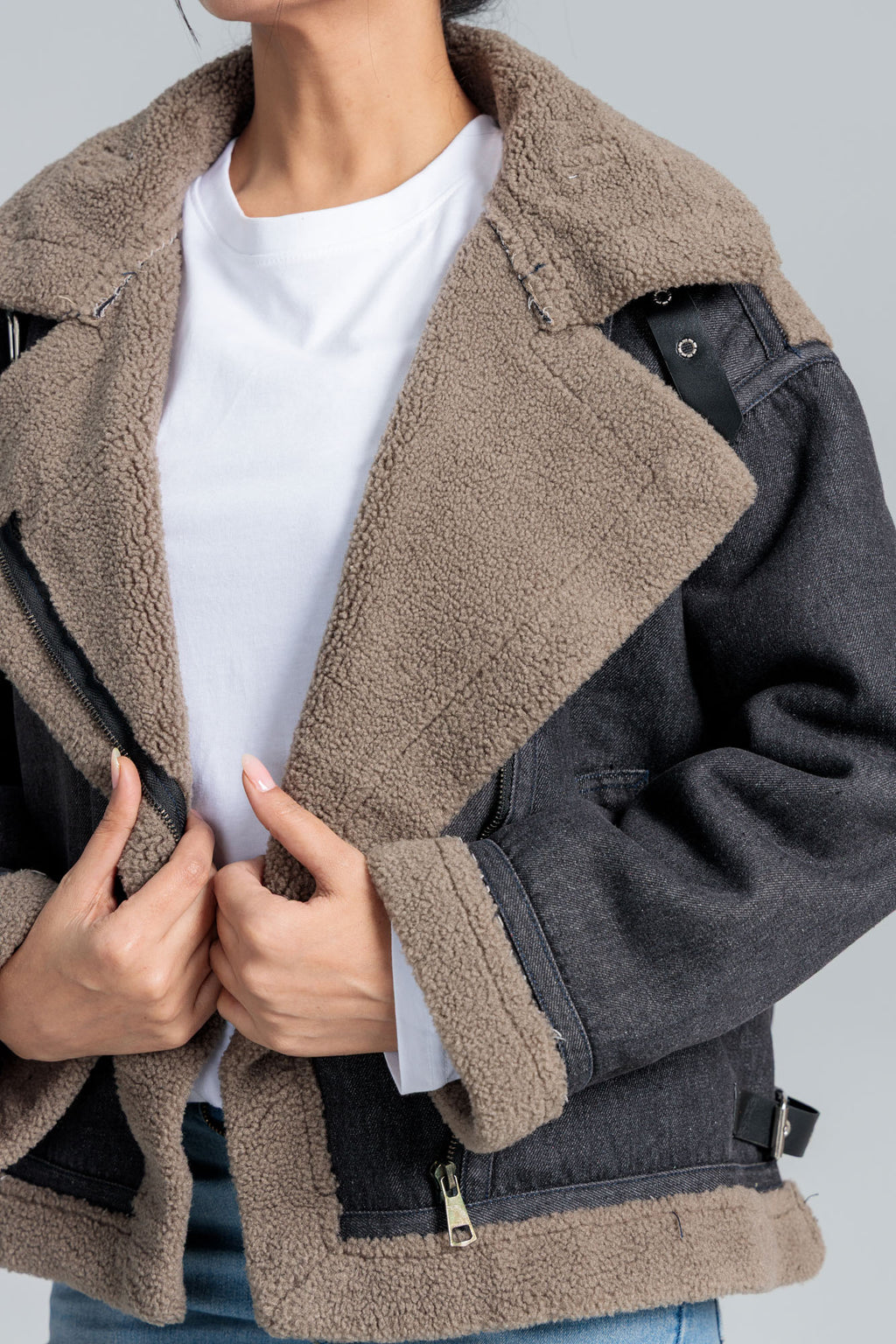 Women’s Fleece Lined Denim Jacket - Smoky Grey