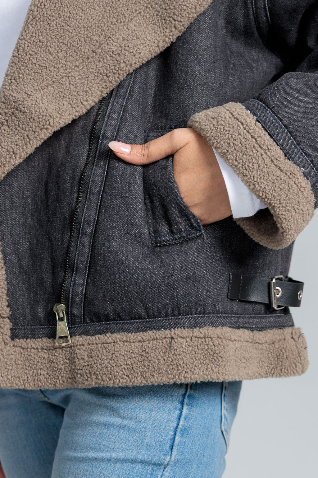 Women’s Fleece Lined Denim Jacket - Smoky Grey