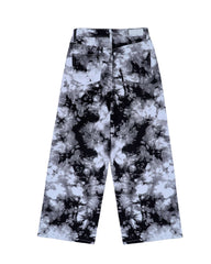 Women Tie & Dye Wide Leg Jeans – Black