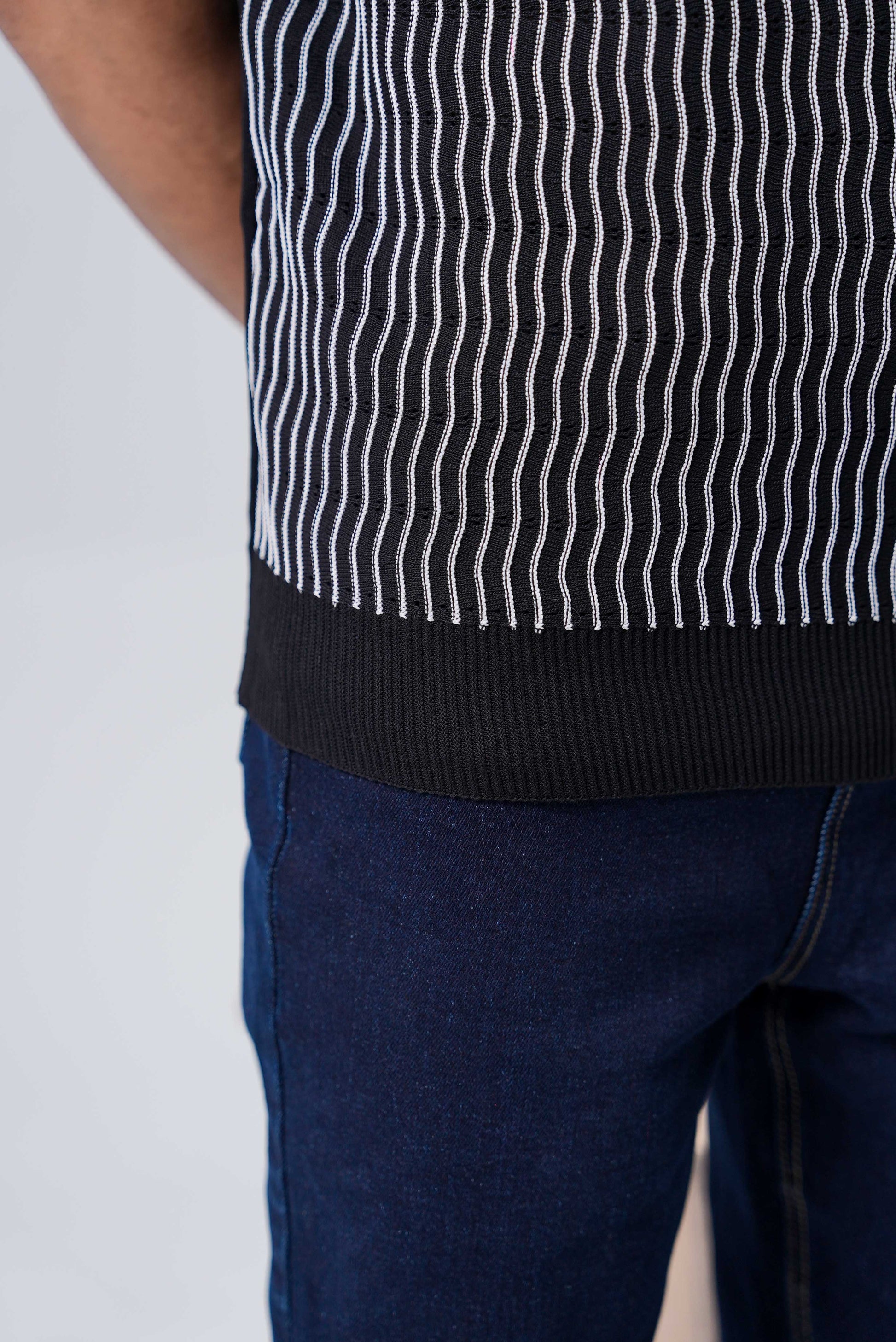 Men’s Essential Plain Knitted Polo Shirt – Black