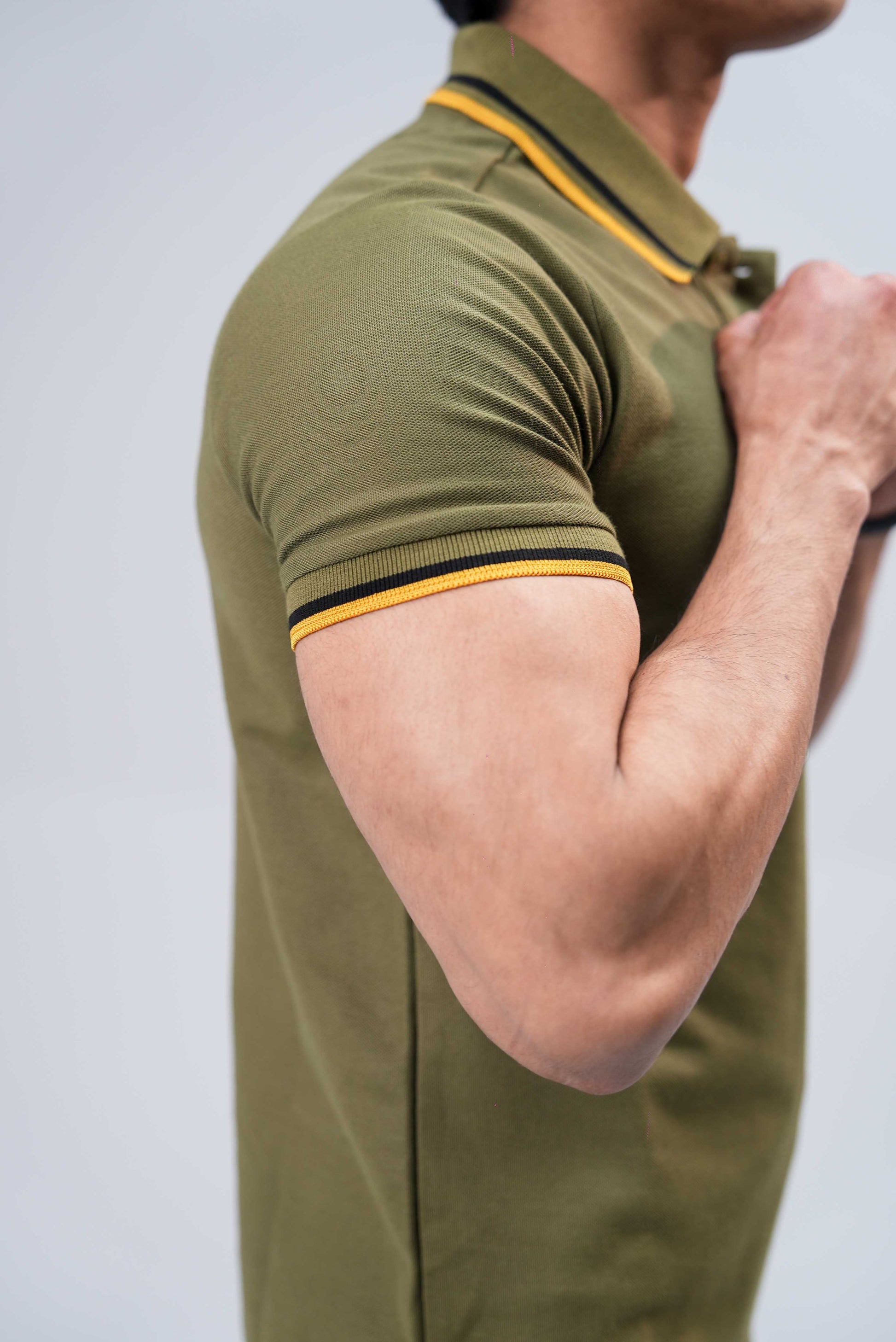 Men Contrast Tipping Polo Shirt - Olive Branch