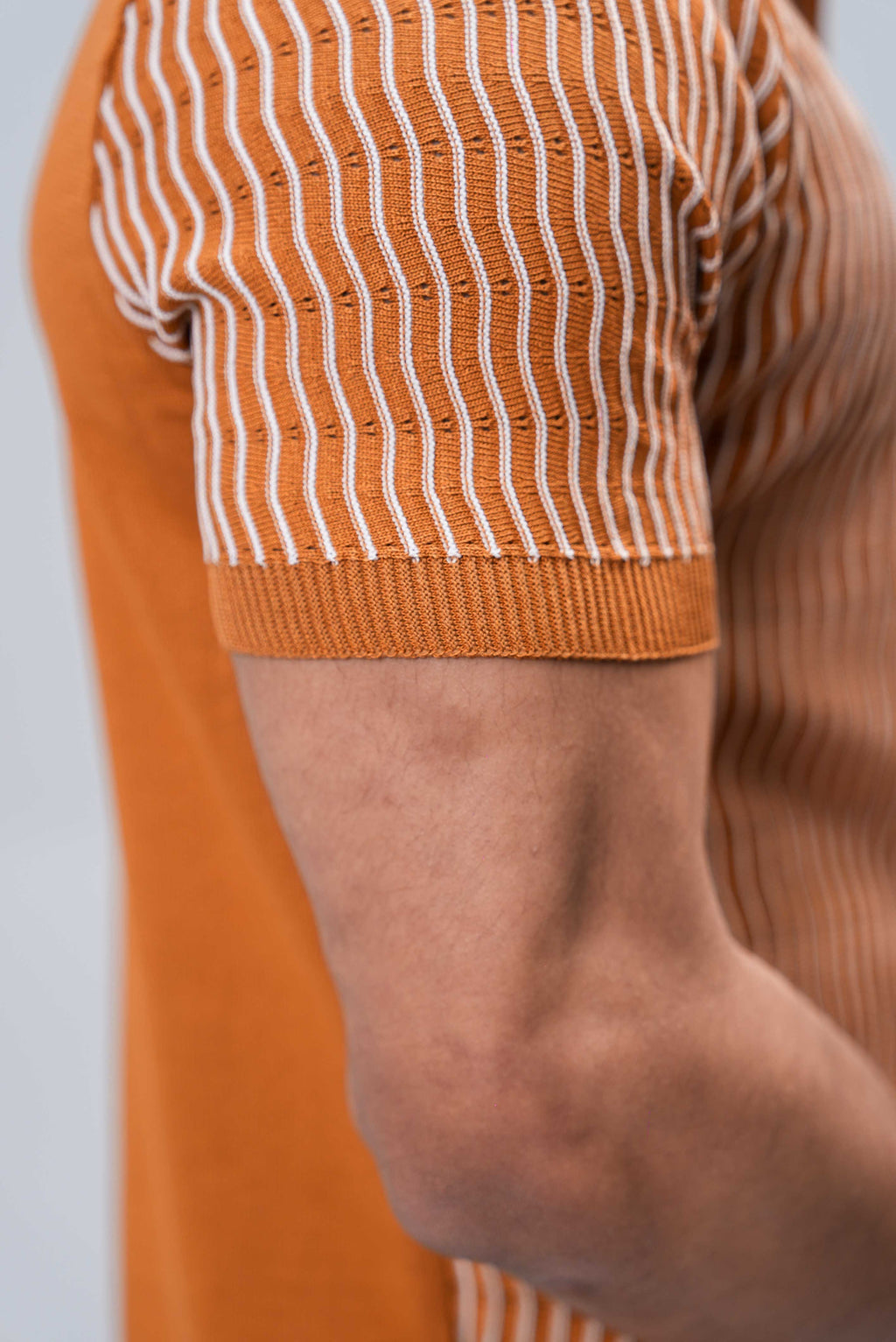 Men’s Essential Plain Knitted Polo Shirt – Golden Brown