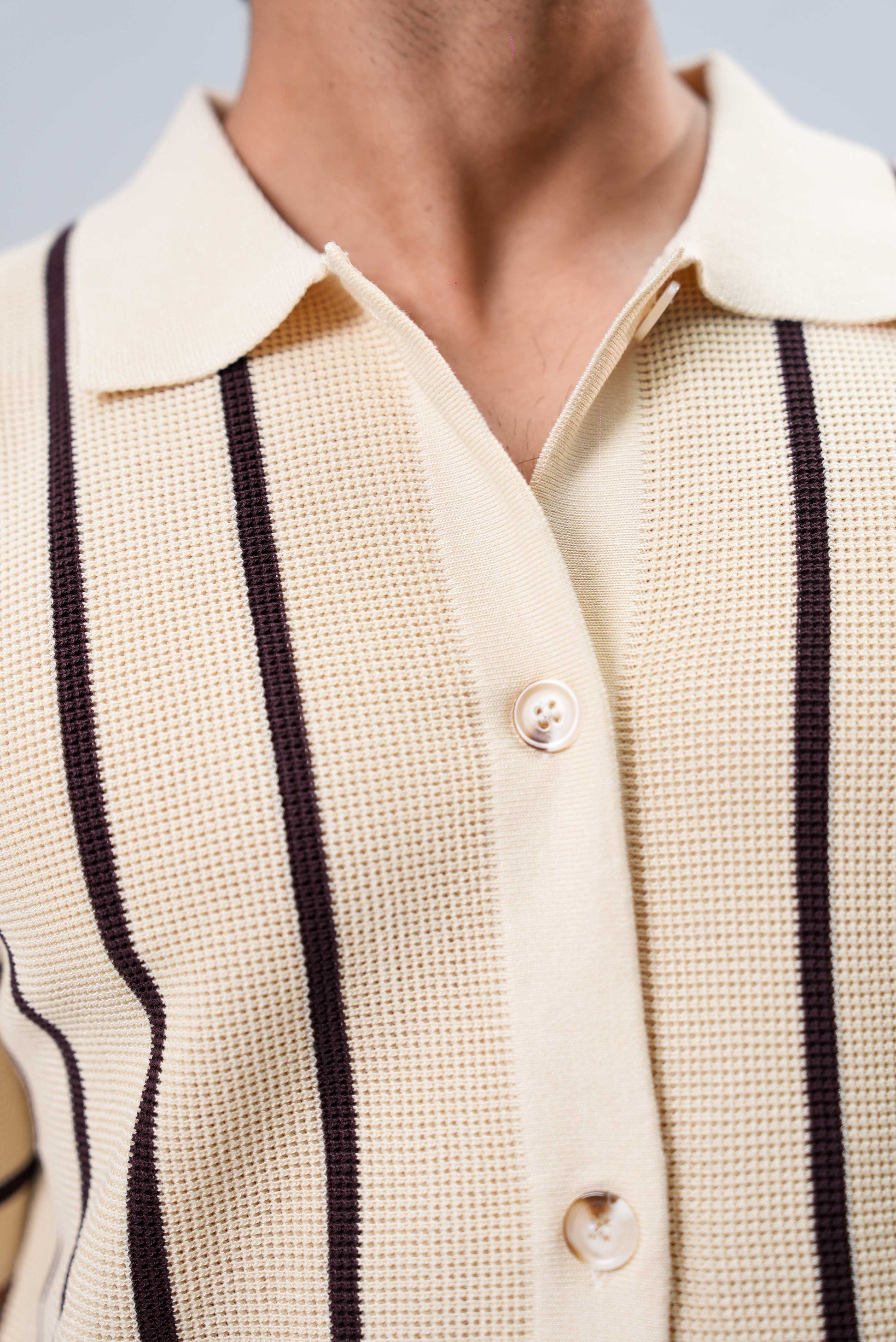 Men’s Button Down Polo Shirt - Beige