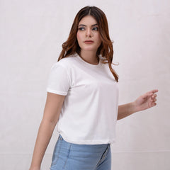 Women Plain Cropped Top - White