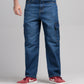 Men Loose Fit Cargo Denim Jeans - Ice Blue