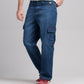 Men Loose Fit Cargo Denim Jeans - Ice Blue
