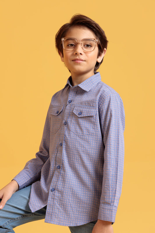 Boys’ Full Sleeves Casual Shirt - Blue