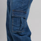 Men Loose Fit Cargo Denim Jeans - Ice Blue