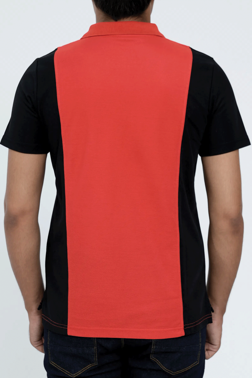 Men Cut line Polo Shirt - Red/Black
