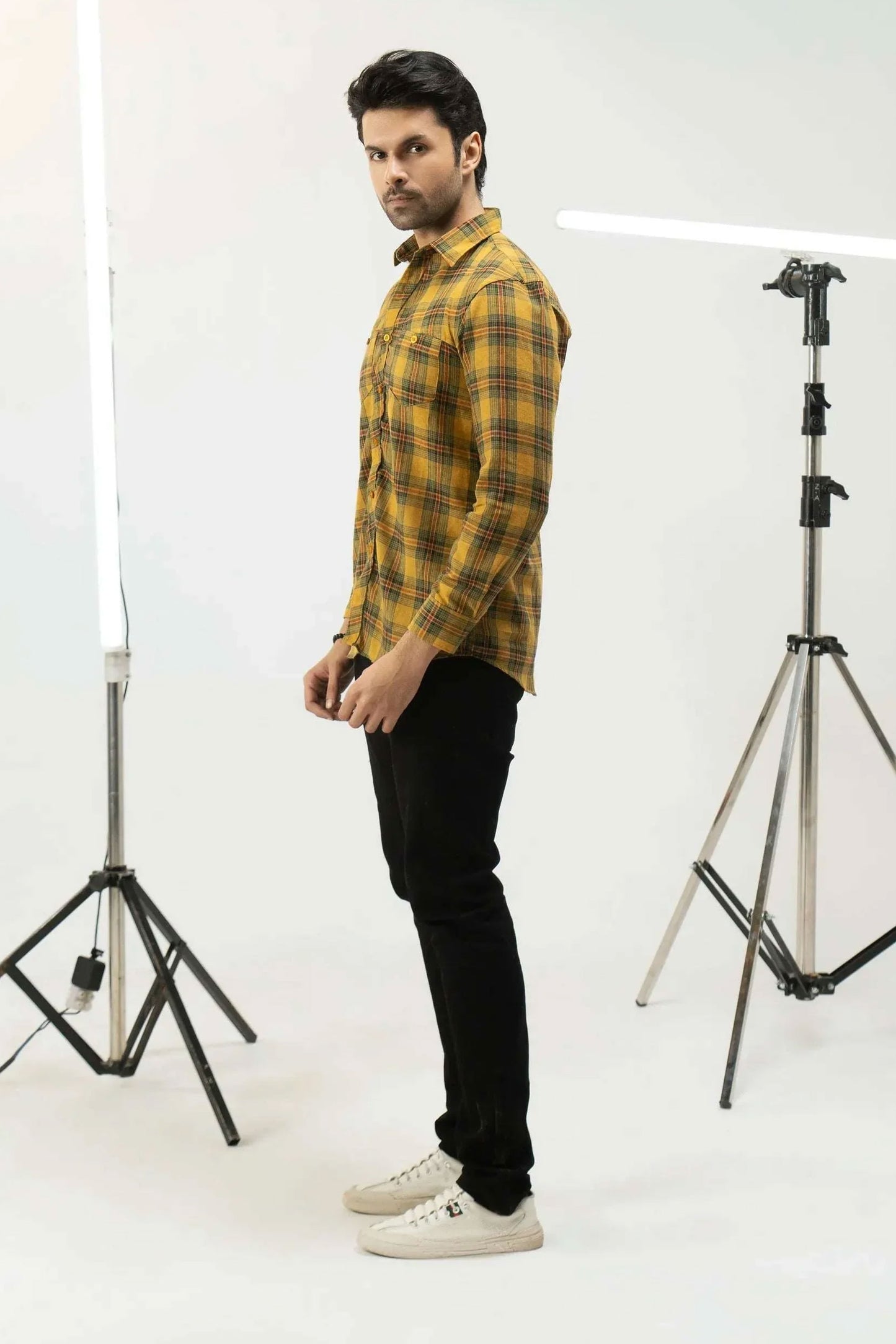 Men Casual Shirt - Yellow Check