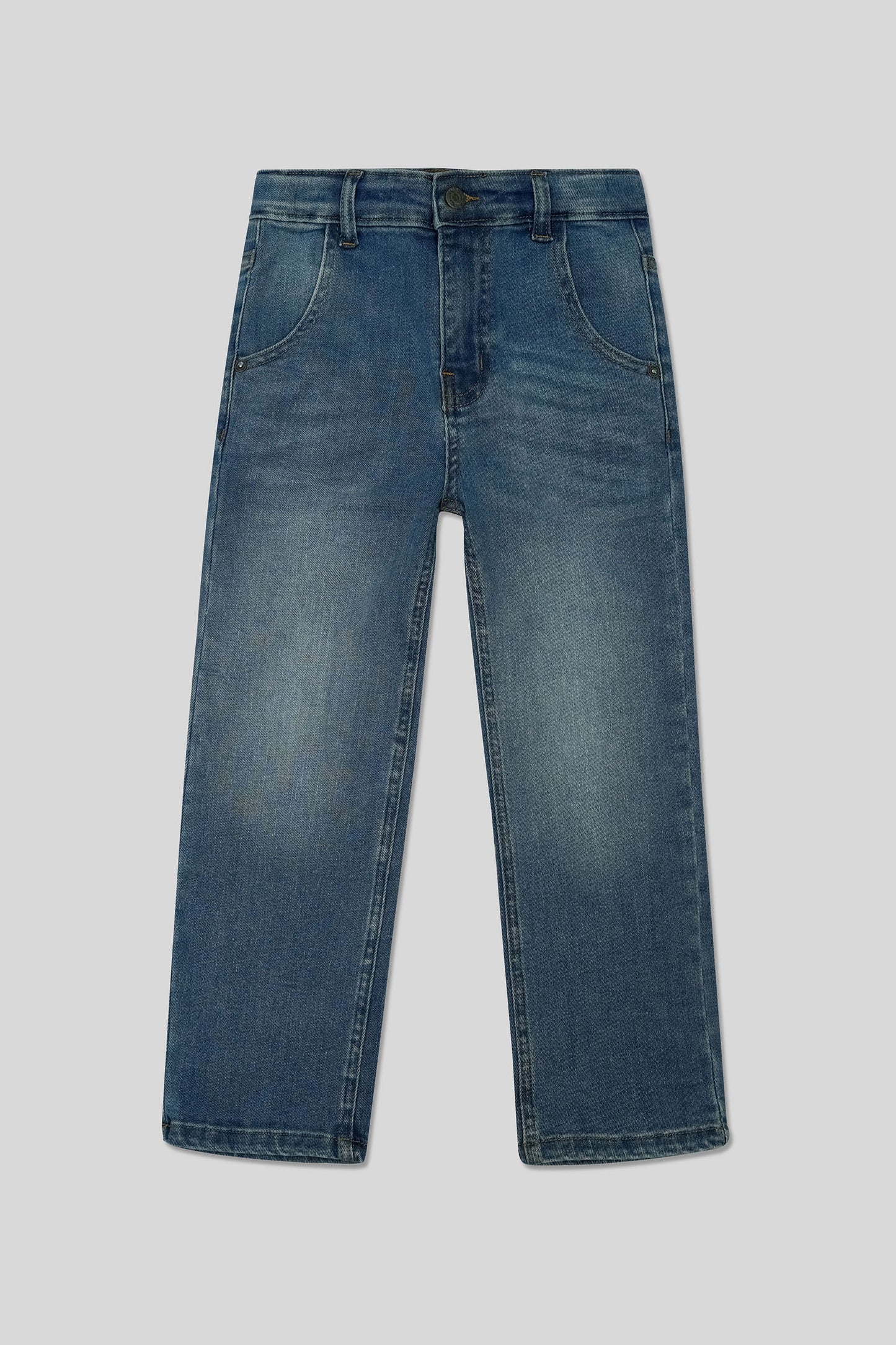 Girls Straight Fit Jeans –Mid Blue