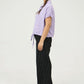 Women Drawstring Hem Poplin Super Cropped Shirt - Purple