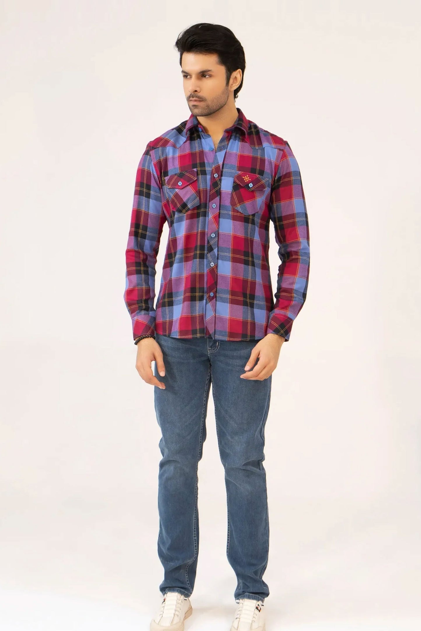 Men Casual Shirt – Maroon Checkered