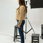 Women Fur Leather Jacket - Beige - Harwage