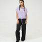 Women Drawstring Hem Poplin Super Cropped Shirt - Purple
