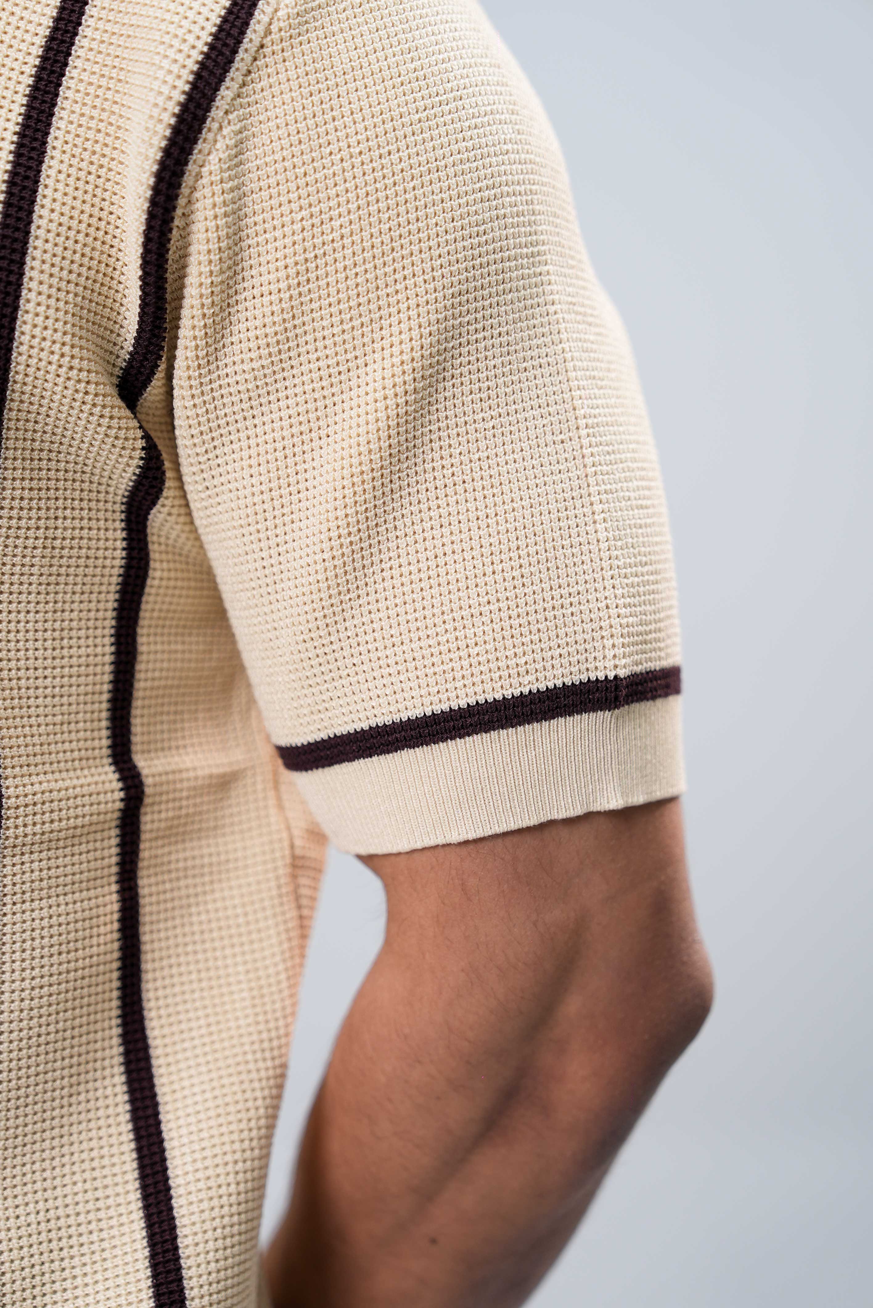 Men’s Button Down Polo Shirt - Beige