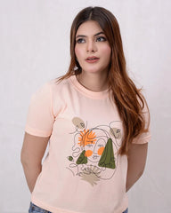 Women Printed Cropped Top - Pale Dogwood