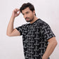 Men Rotatory Printed Shirt - Black - Harwage