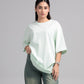 Women Boxy Fit Cotton T-Shirt - Hint of Mint