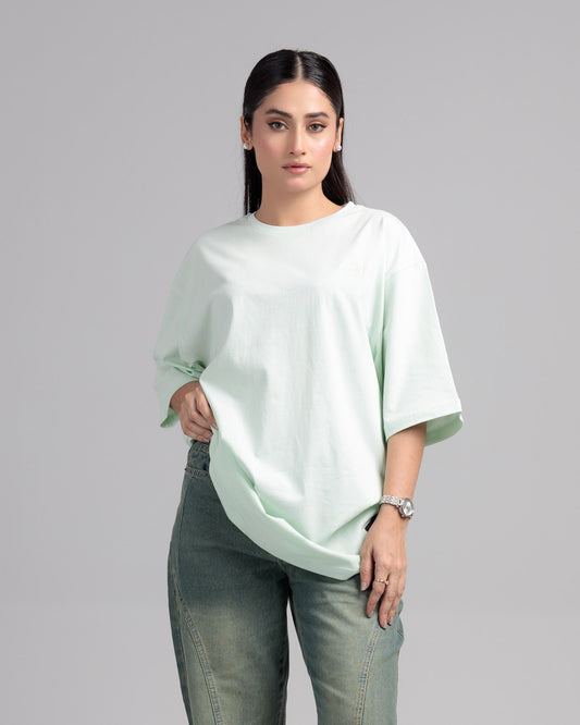 Women Boxy Fit Cotton T-Shirt - Hint of Mint