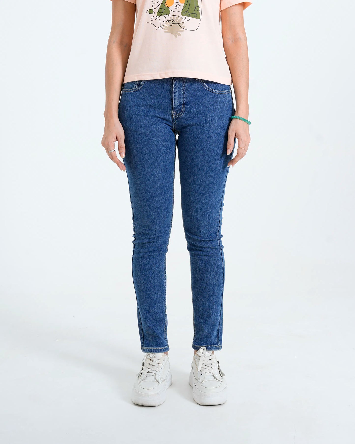Women Denim Slim Fit Jeans – Mid Blue
