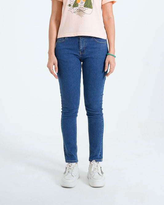 Women Denim Slim Fit Jeans – Mid Blue