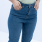 Women Mid Blue Straight Fit Denim Jeans