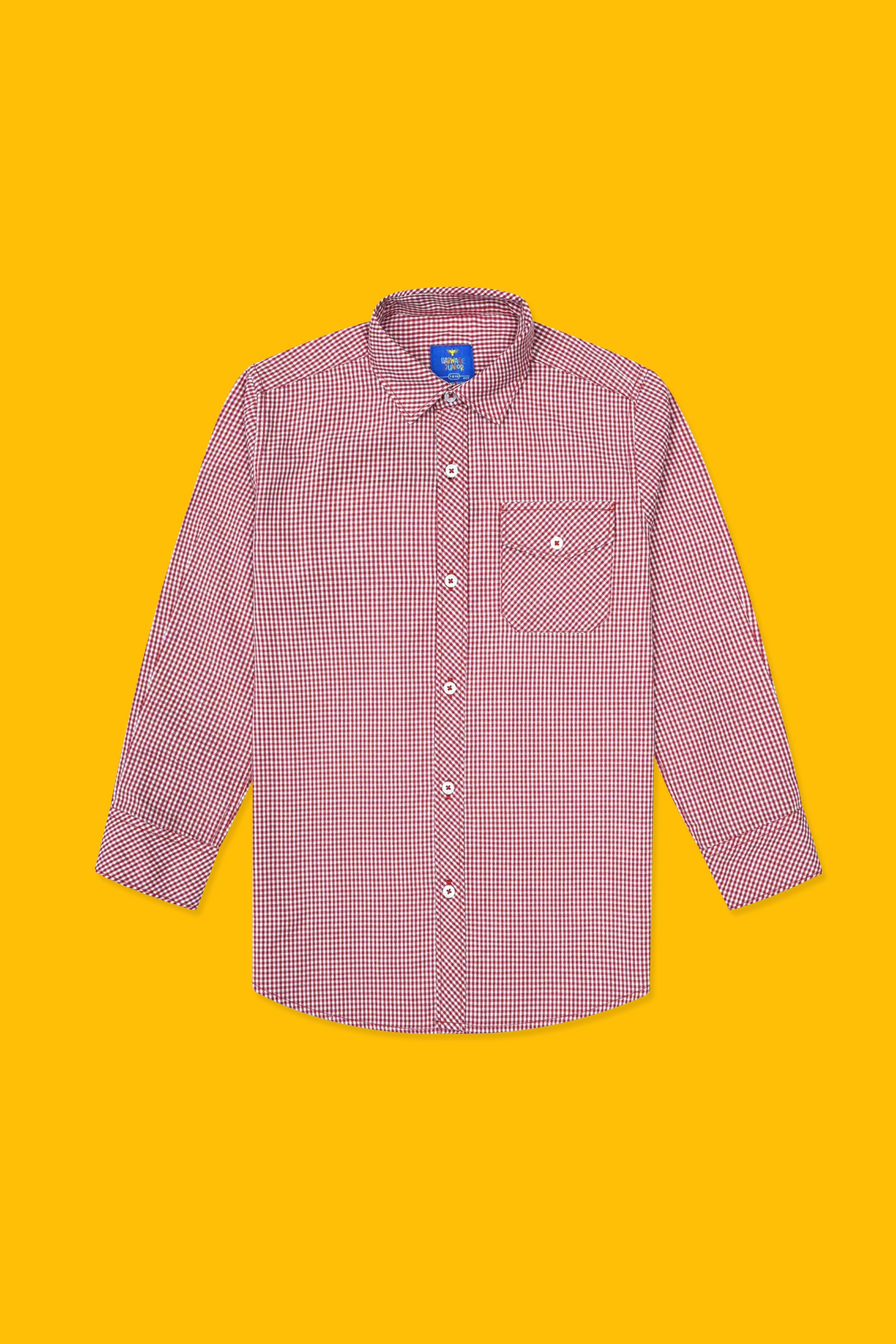Boys’ Full Sleeves Casual Shirt - Red & White