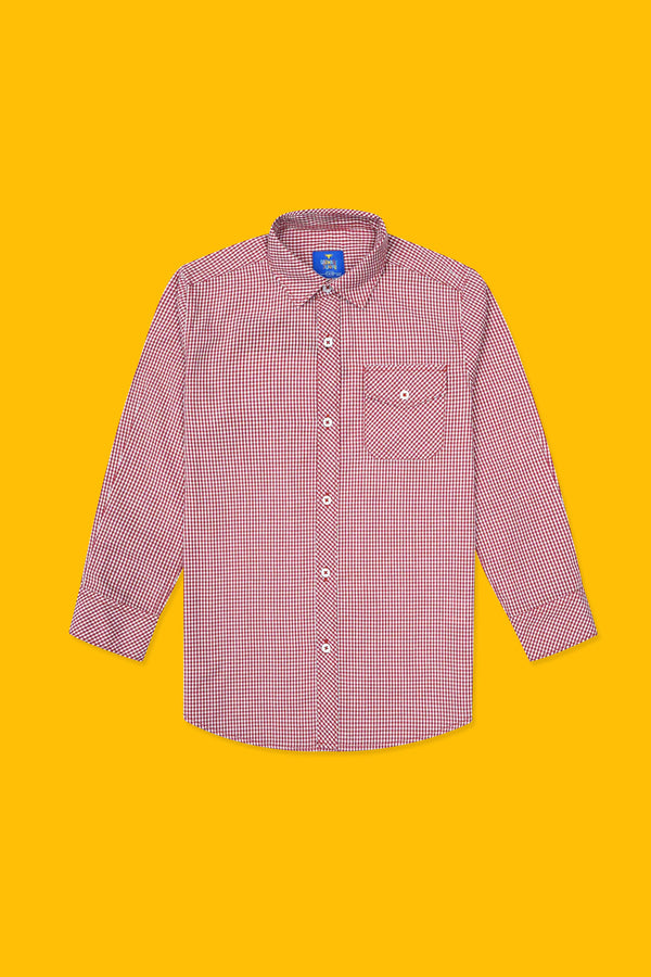 Boys’ Full Sleeves Casual Shirt - Red & White