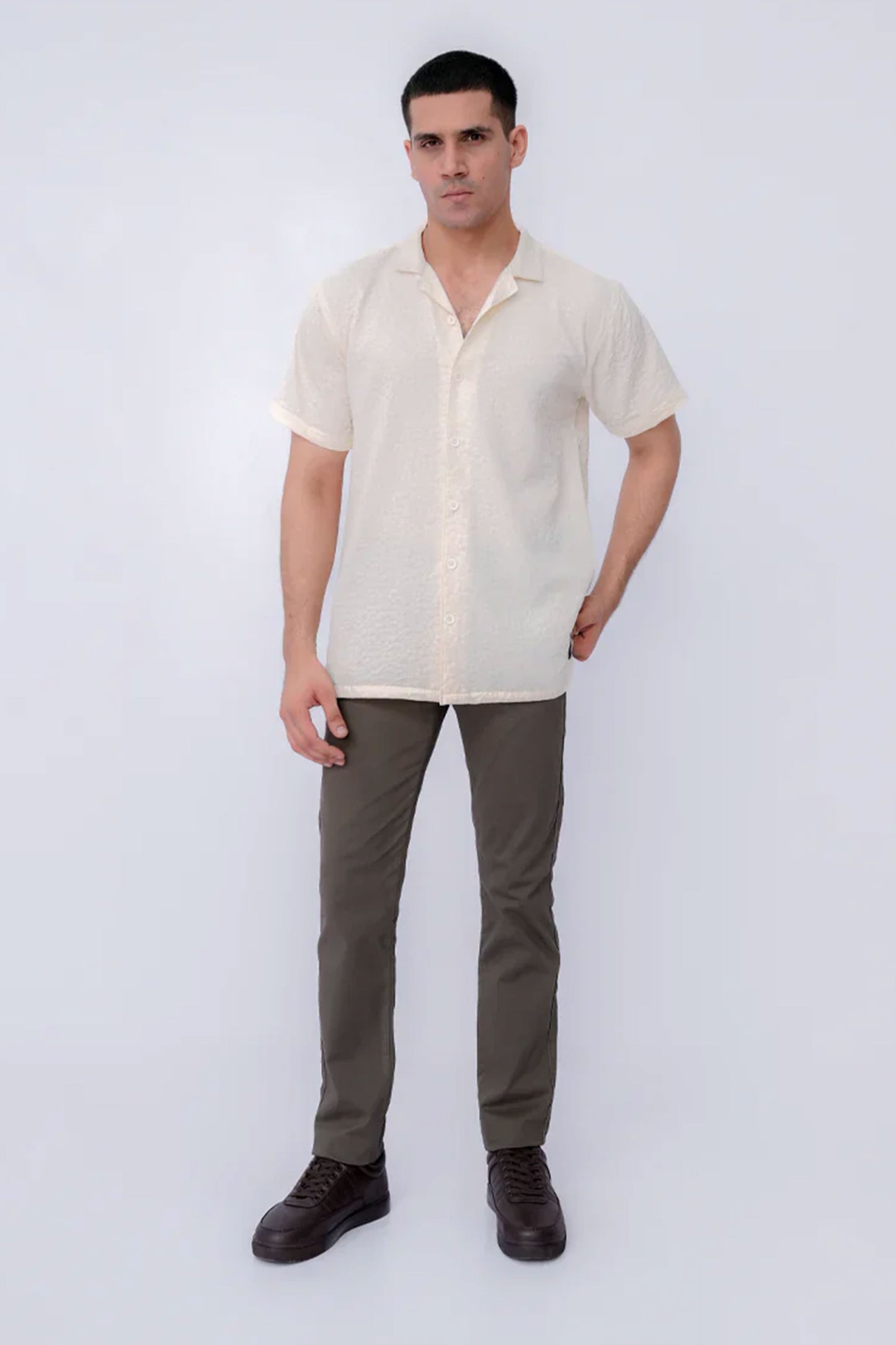 Men Casual Shirts	- Cream