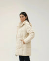 Women Puffer Parachute Jacket - Cream - Harwage