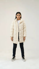 Women Puffer Parachute Jacket - Cream