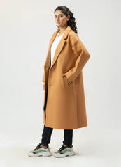 Women Winter Long Tweed Coat – Beige