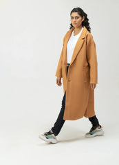 Women Winter Long Tweed Coat – Beige