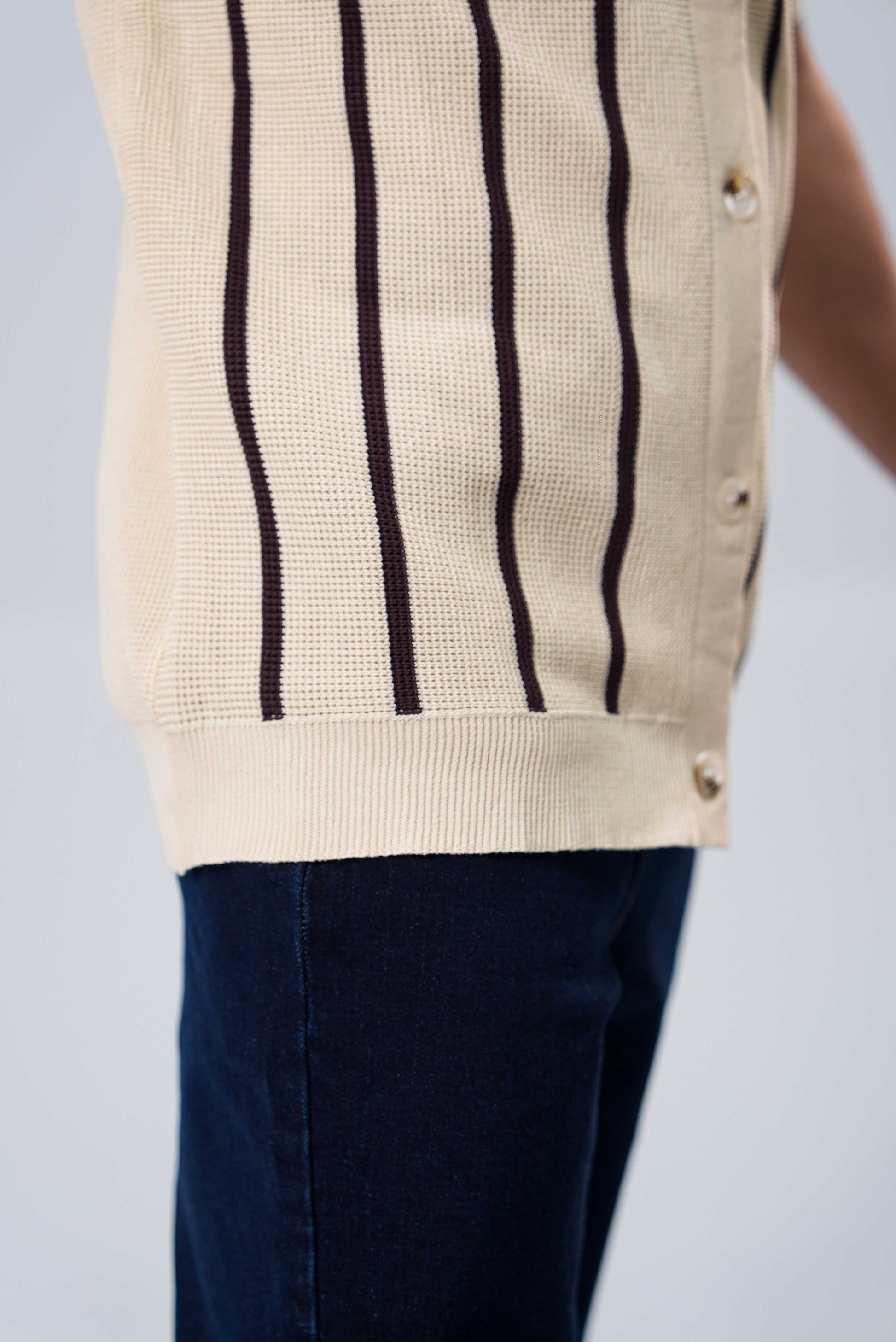 Men’s Button Down Polo Shirt - Beige