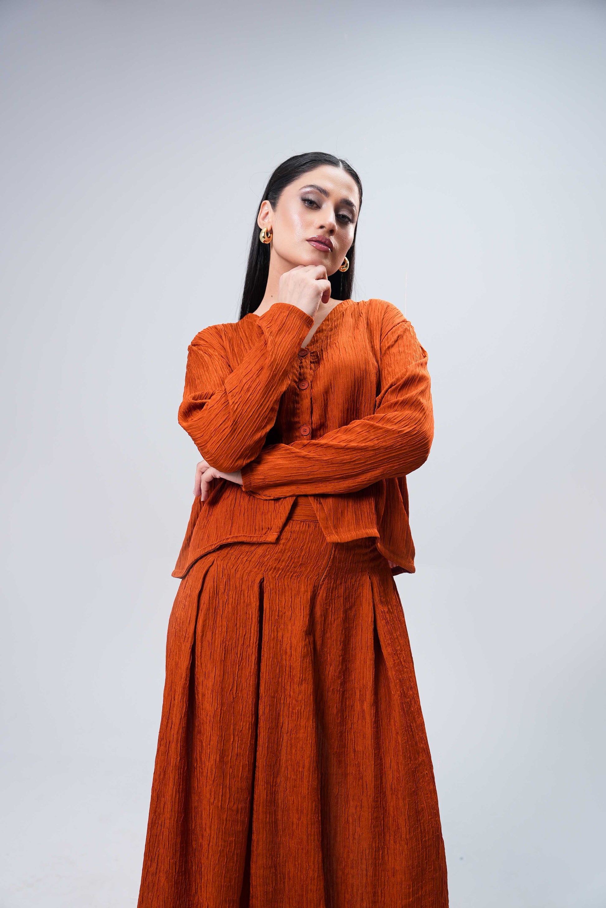 Women’s Skirt & Shine Co-Ord Set – Rust