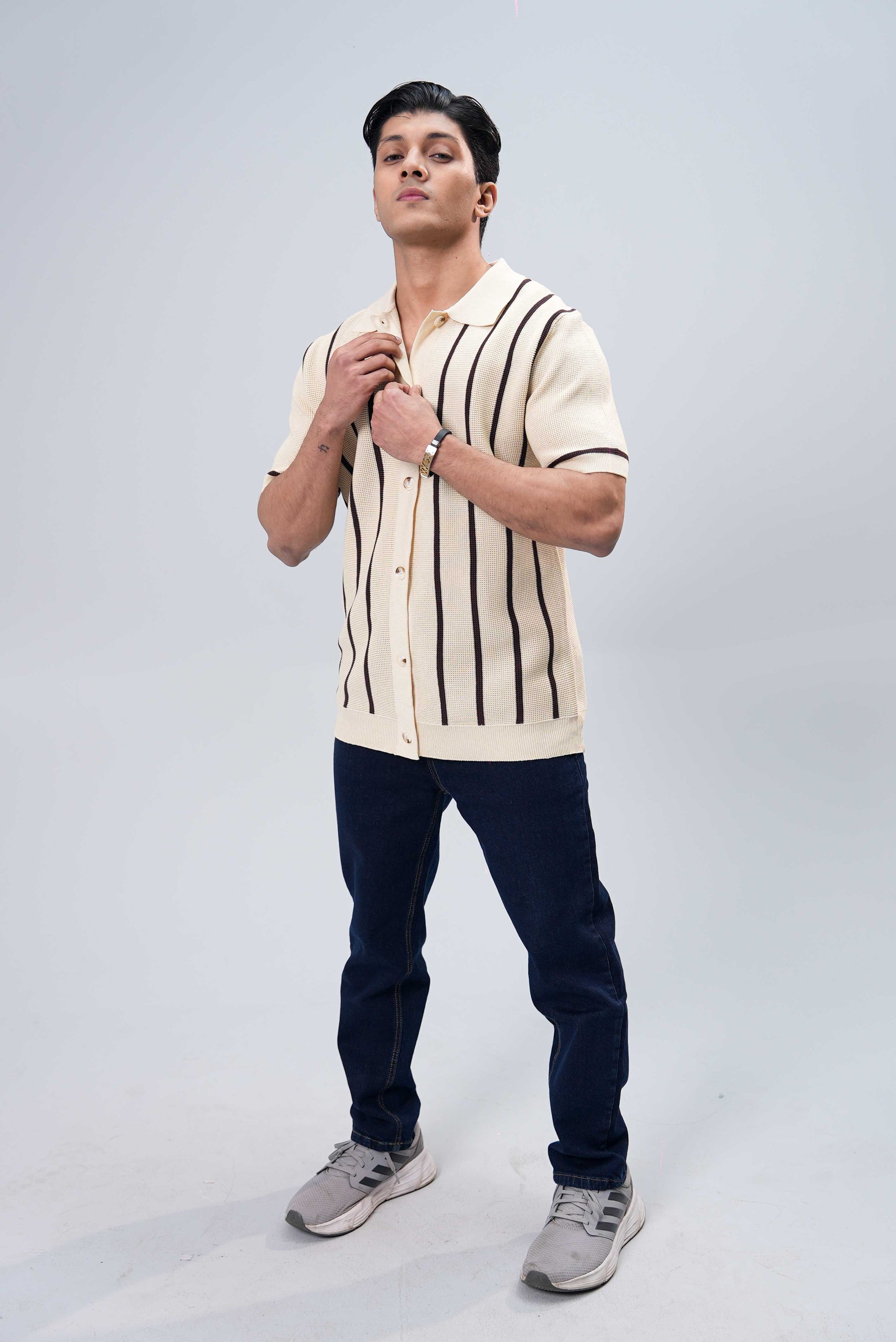 Men’s Button Down Polo Shirt - Beige