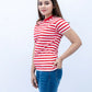 Women Striped T Shirt - Red/ White