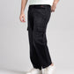 Men Loose Fit Cargo Denim Jeans - Charcoal