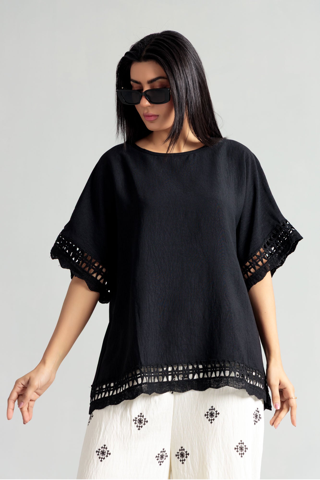 Women Blended Top - Black
